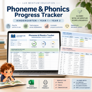 Parent Phoneme & Phonics Tracker – Excel Spreadsheet | Kindergarten–Year 2